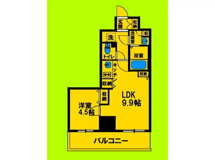 トパーズ江坂(1LDK/2階)の間取り写真