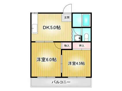 サンハウス第2(2DK/1階)の間取り写真