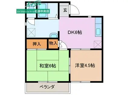 エバグリーンA(2DK/2階)の間取り写真