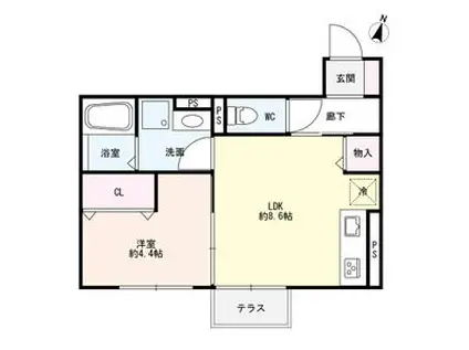 スカイコートA棟(1LDK/2階)の間取り写真