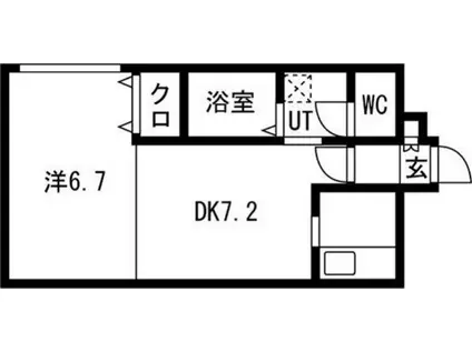 エフォート麻生(1DK/4階)の間取り写真