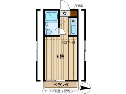 ヴィラ谷原(ワンルーム/2階)の間取り写真