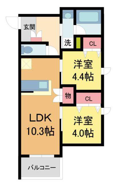 へーベルメゾン甲子園(2LDK/1階)の間取り写真
