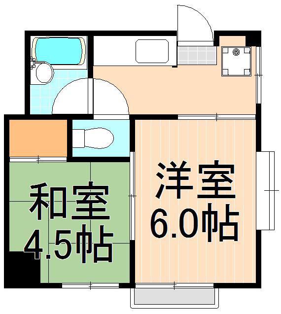 向後ハイツ(2K/2階)の間取り写真