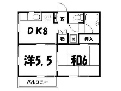 BCASA深谷VRE-BORN(2DK/2階)の間取り写真