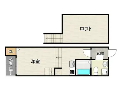 アムール大橋B(1K/2階)の間取り写真