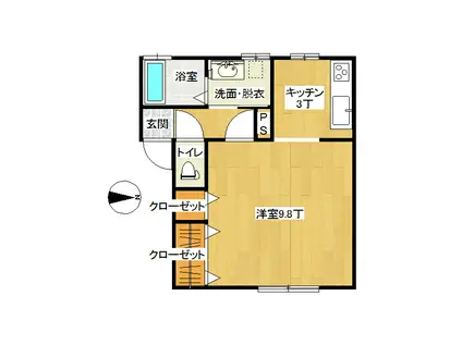 グランデSAKURAII(1K/1階)の間取り写真