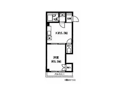 ベルフォーレ・K3(1DK/1階)の間取り写真
