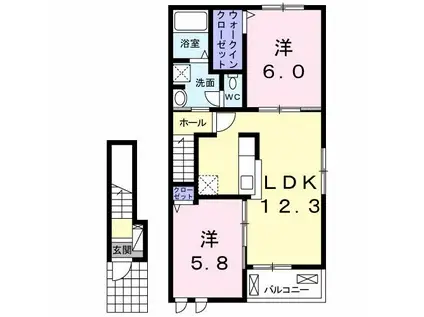グラースメゾン(2LDK/2階)の間取り写真