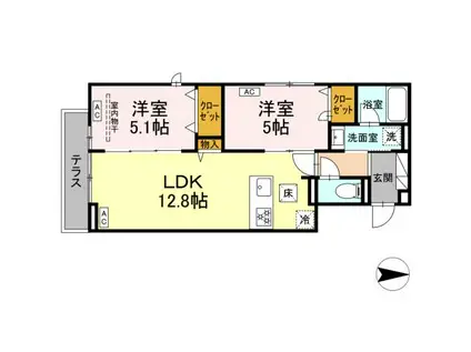 セレスティア西新井II(2LDK/1階)の間取り写真