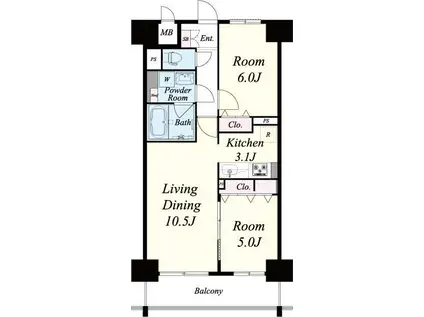 F TAMATSUKURI(2LDK/7階)の間取り写真