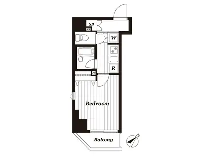 スカイコート幡ヶ谷(1K/2階)の間取り写真