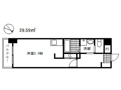 ウィルドゥ浜崎通(ワンルーム/7階)の間取り写真