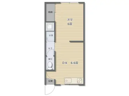 ノースコート本通II(1DK/1階)の間取り写真