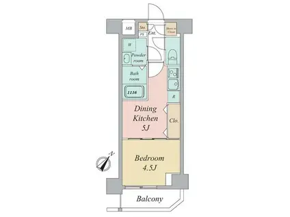 グランカーサ曳舟(1DK/4階)の間取り写真