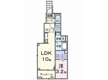 城町1丁目アパート(1LDK/1階)の間取り写真