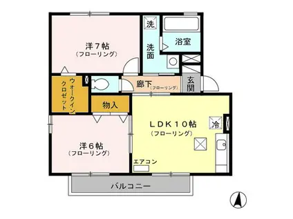 フルハウスK B(2LDK/1階)の間取り写真