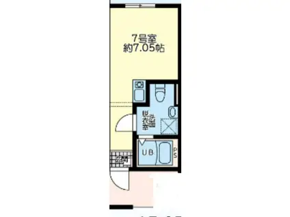 ノーステラス(ワンルーム/2階)の間取り写真