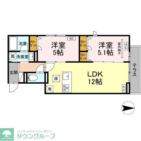 セレスティア西新井II(2LDK/1階)の間取り写真