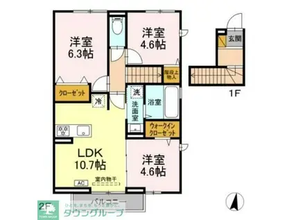 グランシャリオD(3LDK/2階)の間取り写真
