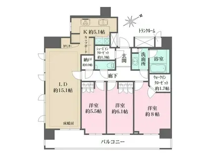 渋谷アインス(3LDK/6階)の間取り写真