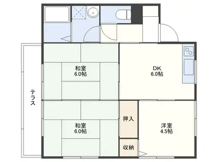 高橋コーポA棟(3DK/1階)の間取り写真