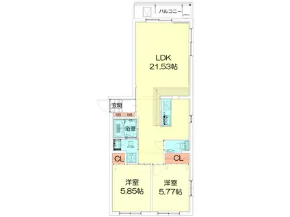 TECHNO-TERRASSE 北綾瀬(2LDK/2階)の間取り写真
