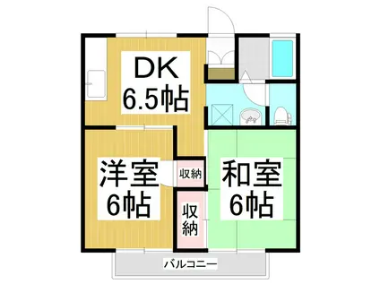 ヤマハハイツ長野I(2DK/1階)の間取り写真