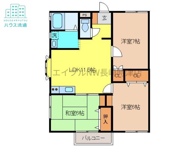 フルールヒルズ(3LDK/2階)の間取り写真