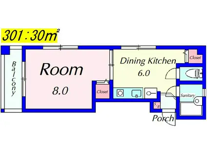 ル・ヴェール烏丸西(1DK/3階)の間取り写真