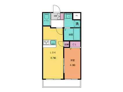 KP弘明寺(1LDK/2階)の間取り写真