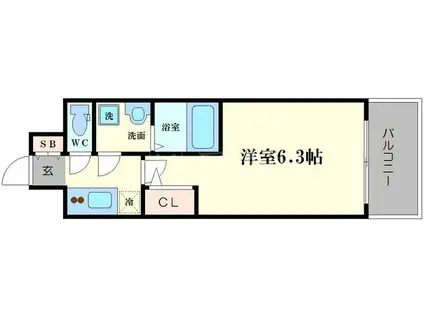 エスリード難波セントラル(1K/11階)の間取り写真