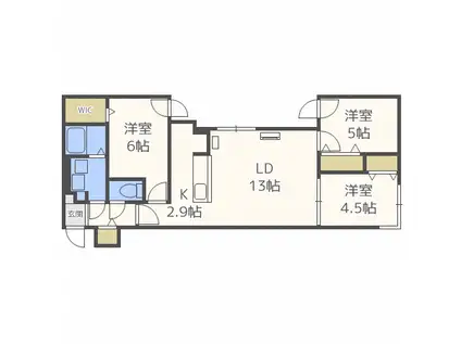 ヴェリタス美術館通(3LDK/2階)の間取り写真