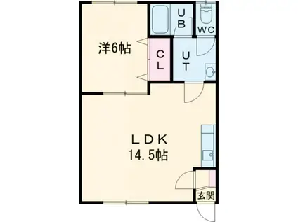 ラ・メゾン・ボワII(1LDK/1階)の間取り写真