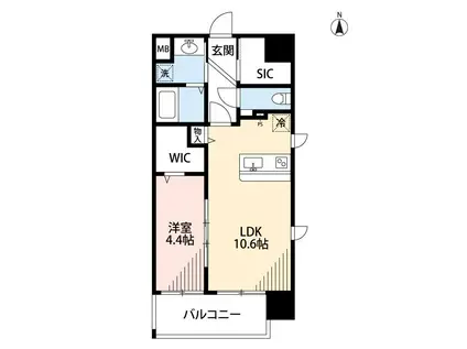 フェリーチェ古城公園(1LDK/9階)の間取り写真