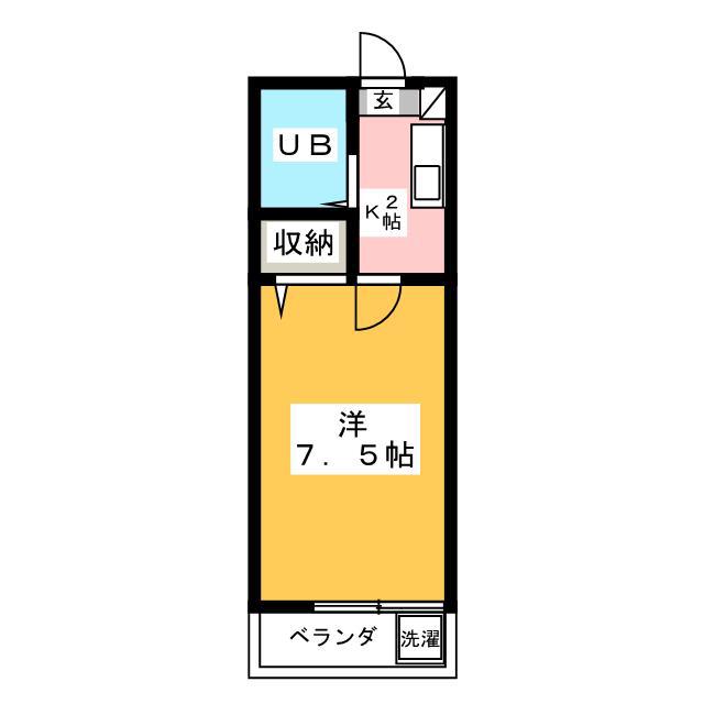 ヒルトップハイツ(1K/2階)の間取り写真