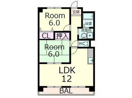 ウイングパレス東陽(2LDK/7階)の間取り写真