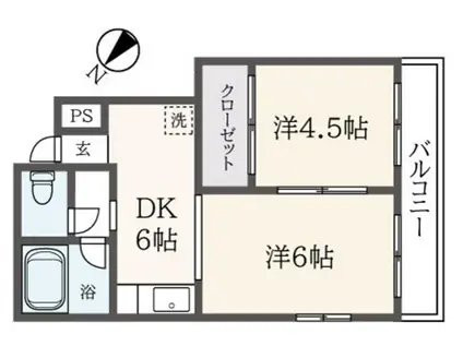 大東ハイツ(2DK/4階)の間取り写真