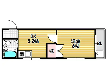 メゾン深野II(1DK/4階)の間取り写真