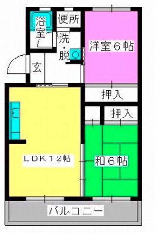 パークサイド井上(2LDK/3階)の間取り写真