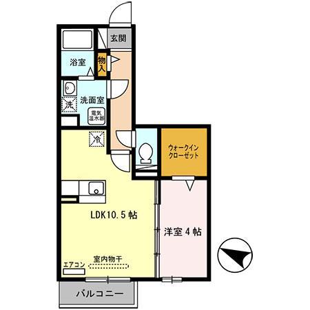 ボンヌ・シャンス DEUX(1LDK/2階)の間取り写真