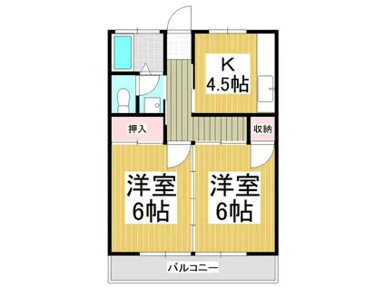 ひらのやハイツ(2DK/3階)の間取り写真