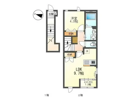 地下鉄長堀鶴見緑地線 鶴見緑地駅 徒歩11分 2階建 築2年(1LDK/2階)の間取り写真