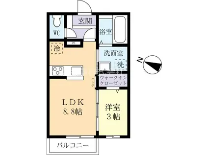 INARIS(1LDK/1階)の間取り写真