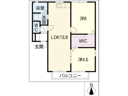 ジラソーレ仙人塚A棟(2LDK/2階)の間取り写真