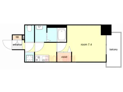 ファーストフィオーレ尼崎グランウエスト(1K/7階)の間取り写真