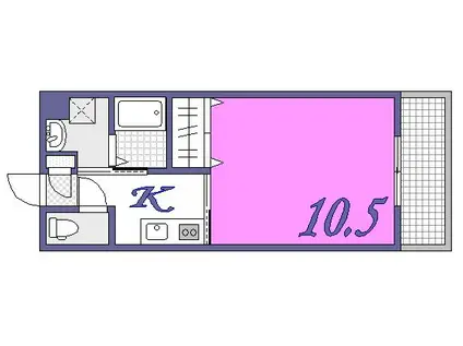 フラット府中(1K/2階)の間取り写真