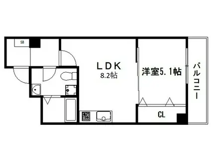 MORE五条II(1LDK/2階)の間取り写真