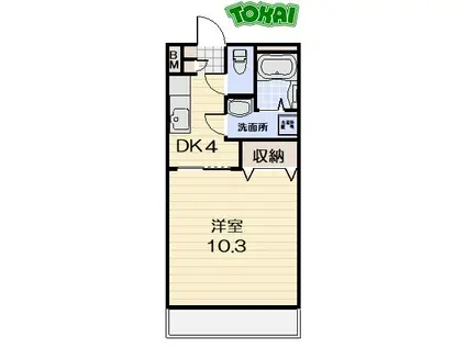 HYDE PARK(1DK/4階)の間取り写真