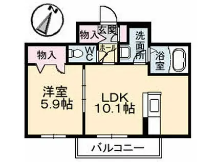 ラフェステート(1LDK/2階)の間取り写真
